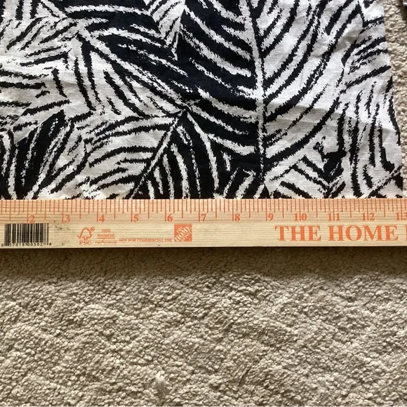 100% LINEN WIDE LEG PETITE PALAZZO PANTS BONE/BLACK TROPICAL LEAF PRINT SIZE S/P - Picture 7 of 10